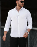 Men’s 100% Cotton White Long Sleeve Shirt