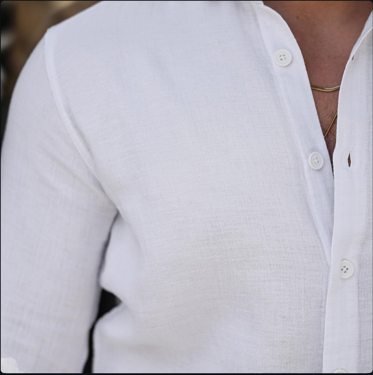 Men’s 100% Cotton White Long Sleeve Shirt