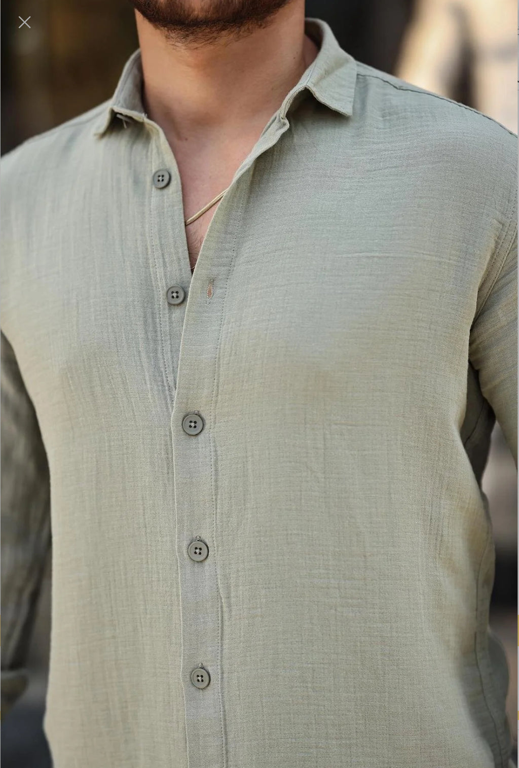 Men’s 100% Cotton Sage Green Long Sleeve Shirt