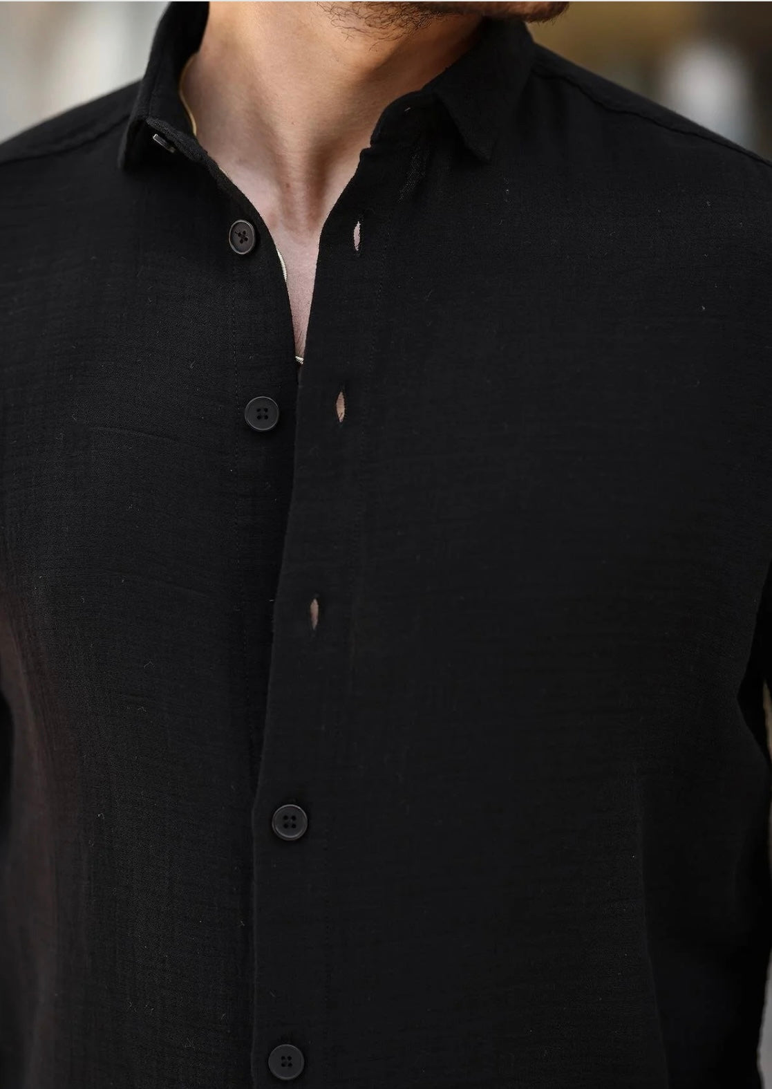Men’s 100% Cotton Black Long Sleeve Shirt